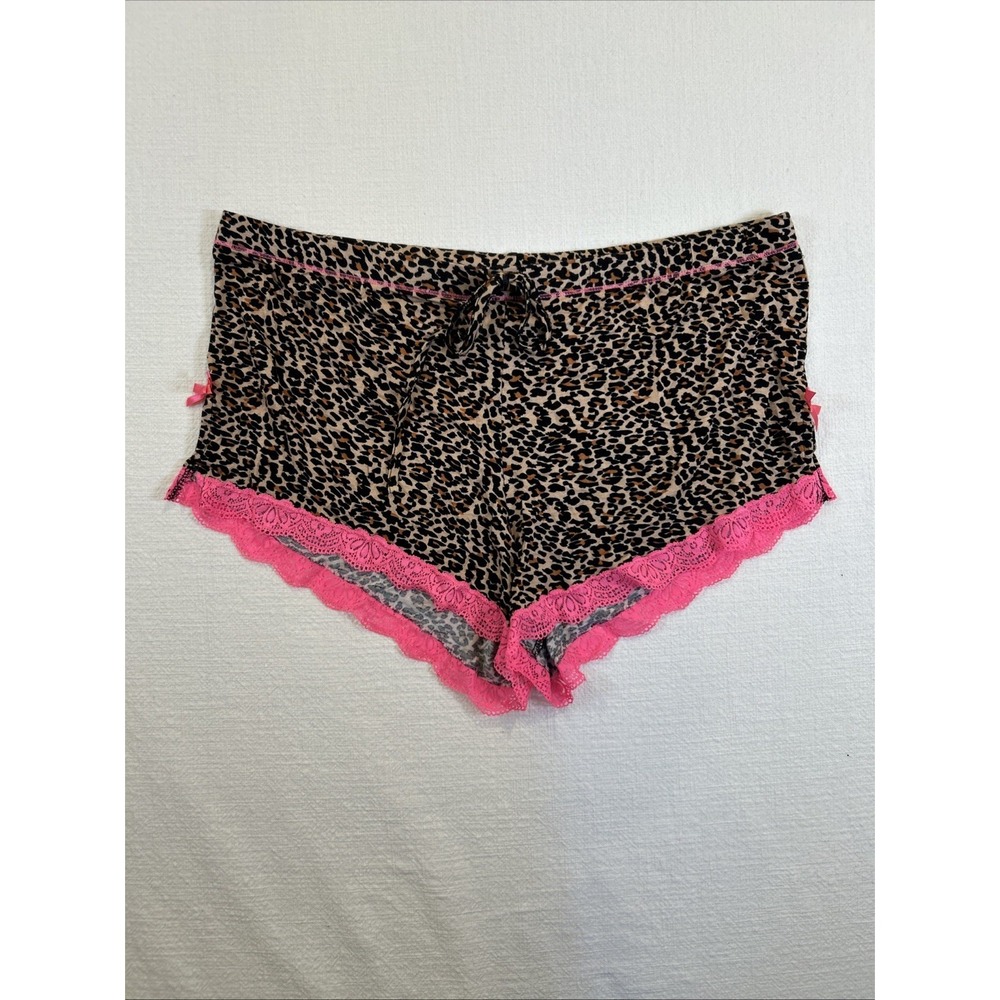 Honeydew Women's Pajama Shorts Animal Print Leopard Pink Lace Size XL